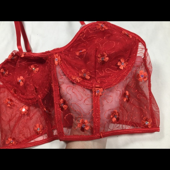 The Copper Closet Red Sequin Longline Bra M - Picture 2 of 6